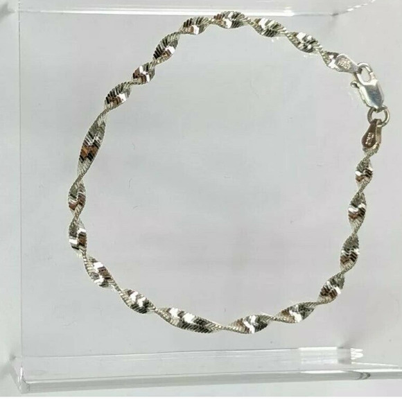 Unbranded Jewelry - Vintage Sterling Silver Twisted Herringbone Bracelet 7 inches Italy